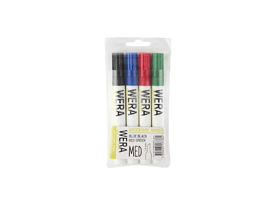 Whiteboard marker, WERA, 1-4mm (4 stk.)