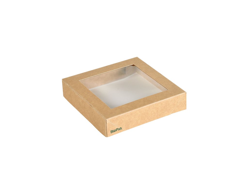 Låg Viking Biopark 1200ml L14xB14xH2.9cm Pap/PLA med vindue Brun