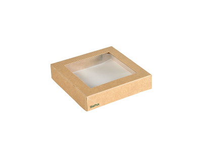 Låg Viking Biopark 1200ml L14xB14xH2.9cm Pap/PLA med vindue Brun