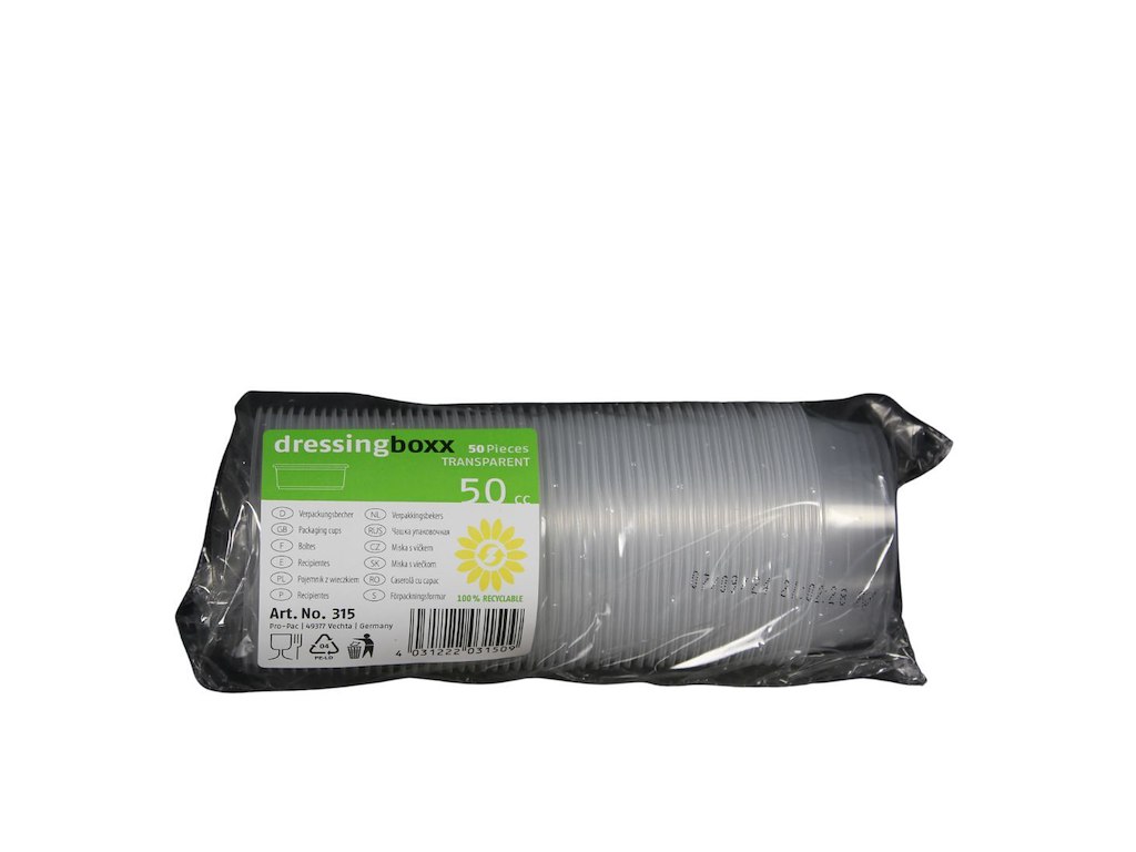 Dressingbæger, 50 ml, ø72x24 mm, Semi-klar