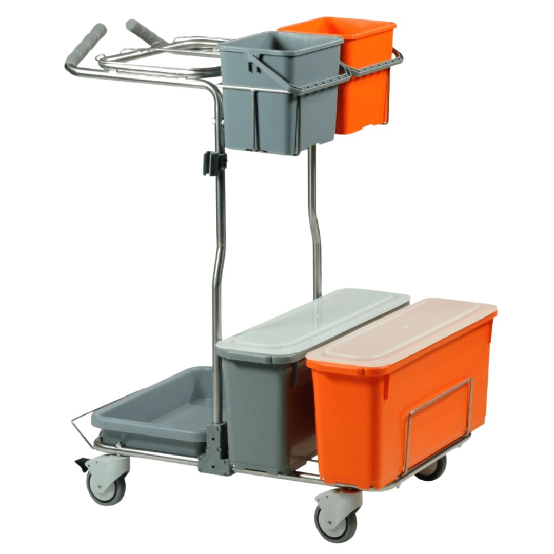 Premium rengøringsvogn med 2 moppespande