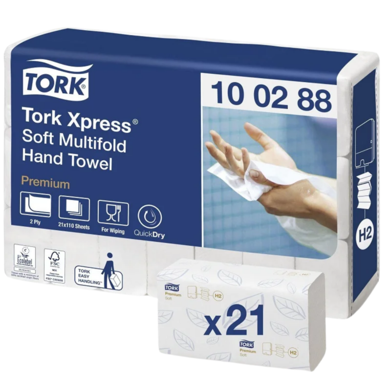 Tork Premium H2 W-Fold Håndklædeark 2-lag