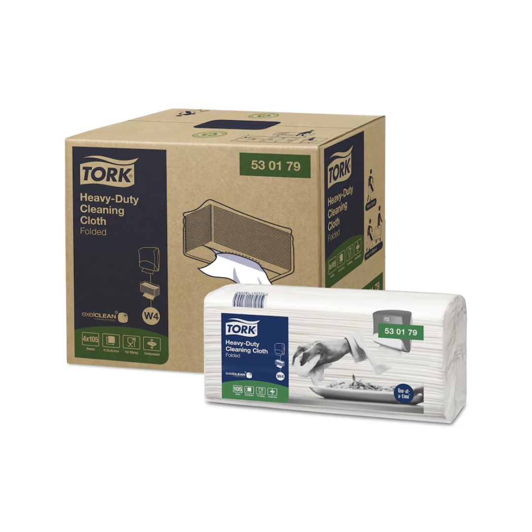 Aftørringsklud Tork Kraftig W4 1-lag 415x355 cm Hvid