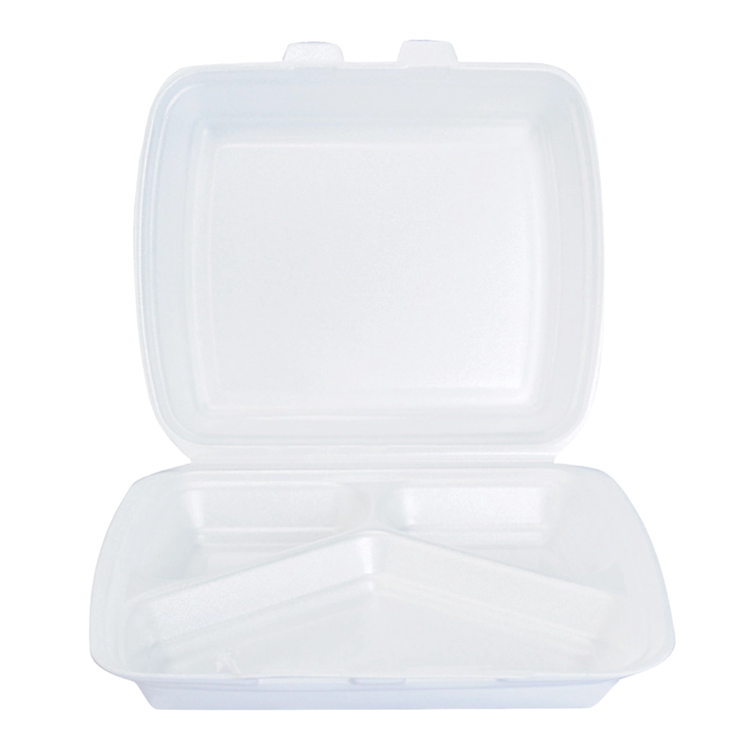 Skumbakke 3-rum 210x245x72 mm Hængslet låg XPS Hvid