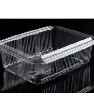 Plastbæger Catersource 1500 ml 140x195x70 mm firkantet hængslet låg RPET Klar