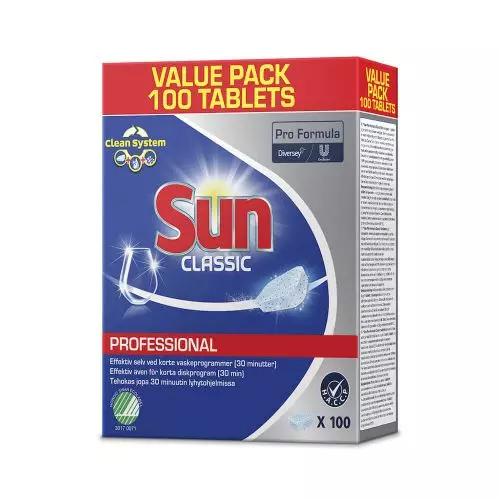 Opvasketabs, Sun Professional Classic, uden klor, med farve og parfume, 100stk