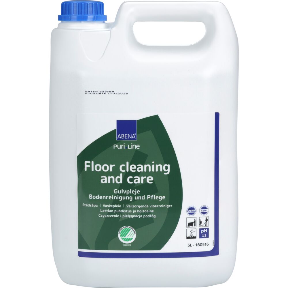 Gulvpleje, Abena Puri-Line, 5 L, Uden Voks, Med Farve Og Parfume, 2 Stk