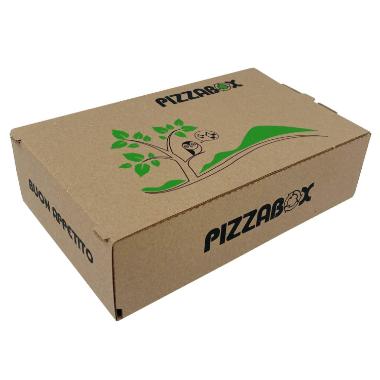 Pizzaæske TWK/242/E Calzone L27xB16xH7cm brun med tryk Pizzabox
