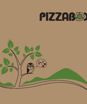 Pizzaæske TWK/242/E Model C L24xB24xH3cm brun med tryk Pizzabox