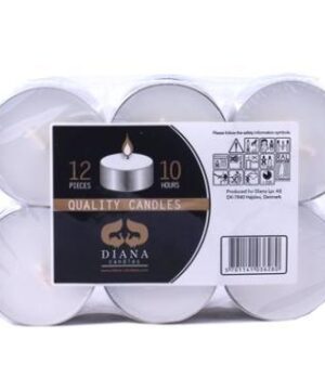 Fyrfadslys stor Brændetid 10 timer Hvid, 12 stk